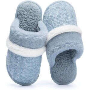 🆕Women's  Light Blue Cozy Comfy Memory Foam Slippers Slip-On Indoor House Shoes